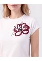 Camiseta Con Aplique De Flor Para Mujer  Para Mujer Blanco Patprimo de Patprimo