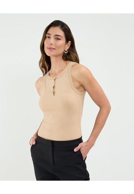 Camiseta Para Mujer Manga Sisa Cuello Redondo Color Café Marca Patprimo #30093690