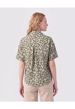 Camisa De Mujer Con Bolsillo Doble Frontal Para Mujer Verde Patprimo