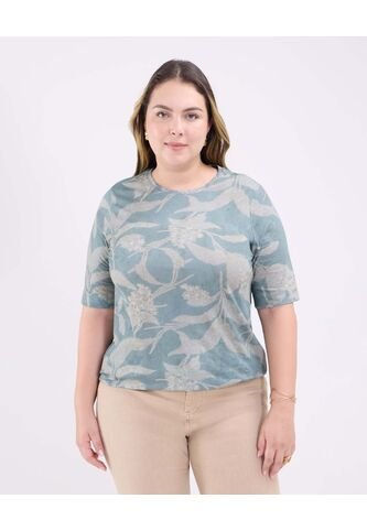 Camiseta Para Mujer Manga Corta Cuello Redondo Color Verde Marca Patprimo #14091421 Patprimo