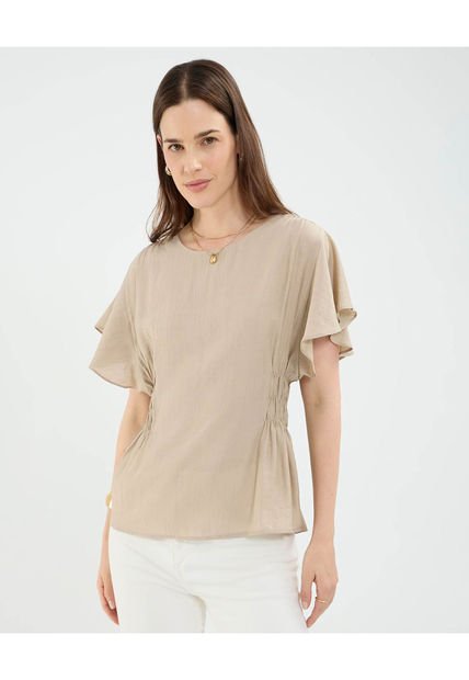 Blusa Para Mujer Manga Corta Color Beige Marca Patprimo #30123458