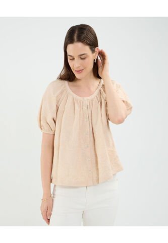 Blusa Para Mujer Manga Corta Color Beige Marca Patprimo #30123437 Patprimo