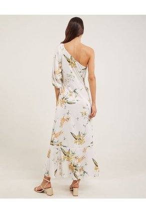 Vestido Estampado 1 Solo Hombro Con Bolero En Falda  Para Mujer Crudo Patprimo