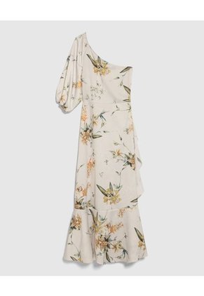 Vestido Estampado 1 Solo Hombro Con Bolero En Falda  Para Mujer Crudo Patprimo