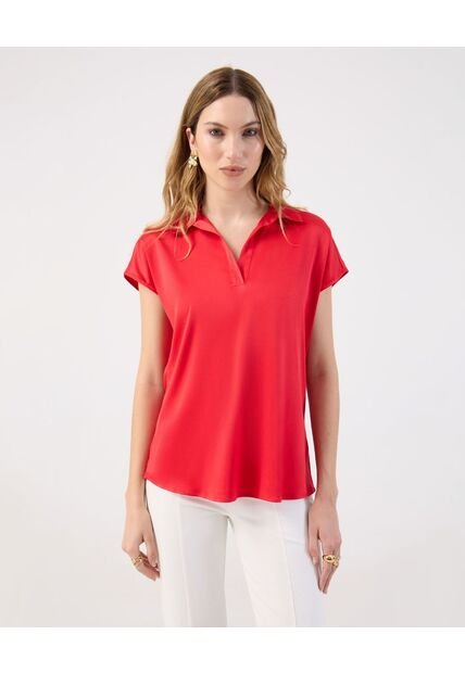 Blusa  Para Mujer Manga Corta Color Rojo Marca Patprimo #30123626