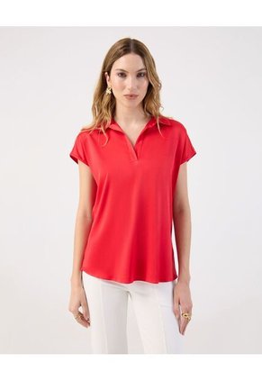 Blusa  Para Mujer Manga Corta Color Rojo Marca Patprimo #30123626