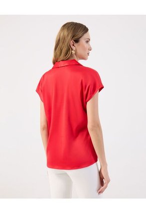 Blusa  Para Mujer Manga Corta Color Rojo Marca Patprimo #30123626