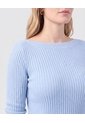 Saco Tejido En Rib Con Cuello De Bote  Para Mujer Azul Patprimo de Patprimo
