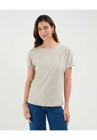 Camiseta Para Mujer Manga Corta Cuello Redondo Color Beige Marca Patprimo #30093702 Patprimo