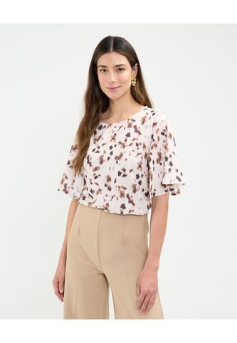 Blusa Para Mujer Manga Corta Color Crema Marca Patprimo #30123476 Patprimo