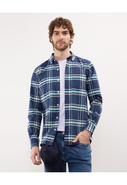 Camisa Para Hombre Manga Larga Con Bolsillo Color Azul  Marca Patprimo #44012999