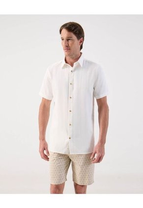 Camisa  Para Hombre Manga Corta Sin Bolsillo Cuello Casual M Color Blanco Marca Patprimo #44013177