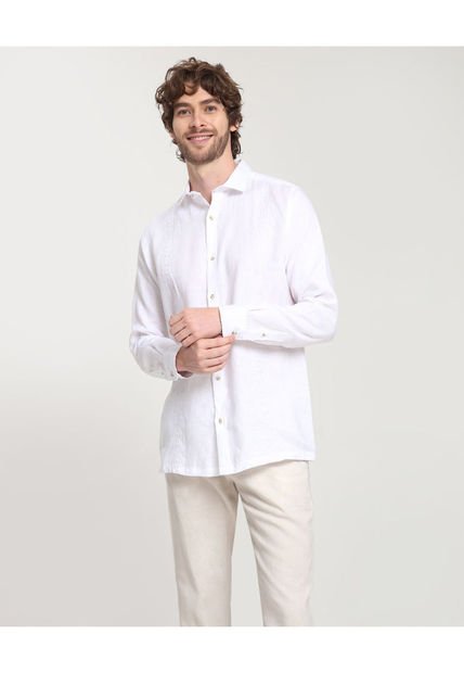 Camisa Guayabera Para Hombre Manga Larga Sin Bolsillo Color Blanco Marca Patprimo #44030382