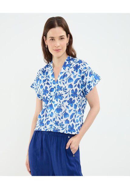 Blusa Para Mujer Manga Corta Color Azul Marca Patprimo #30123463