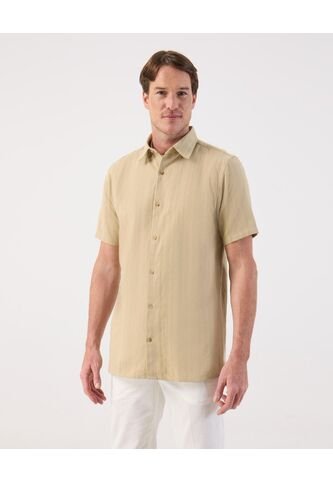Camisa  Para Hombre Manga Corta Sin Bolsillo Cuello Casual M Color Beige Marca Patprimo #44013177 Patprimo
