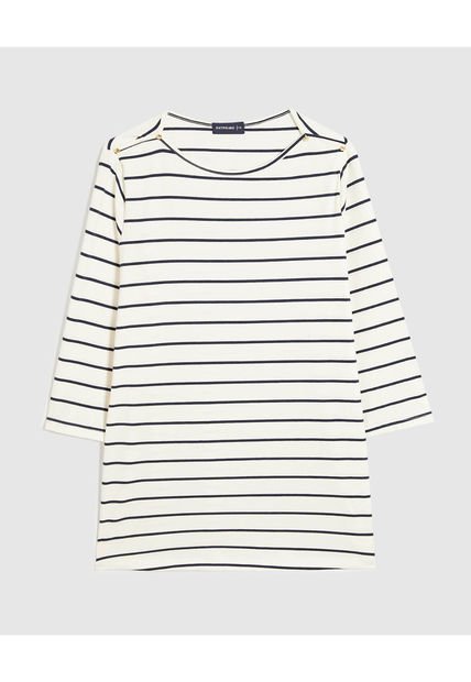 Camiseta Para Mujer Manga 3/4 Cuello Redondo Color Crema Marca Patprimo #14091419