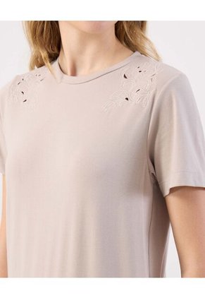 Camiseta  Para Mujer Manga Corta Cuello Redondo Color Beige Marca Patprimo #30093882