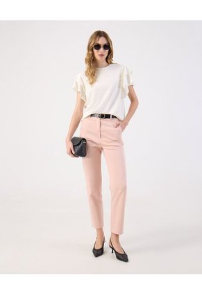 Camiseta  Para Mujer Manga Corta Cuello Redondo Color Crema Marca Patprimo #30093845