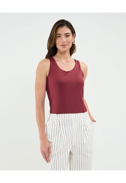 Camiseta Para Mujer Manga Sisa Cuello Redondo Color Vino Marca Patprimo #30093705