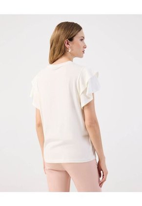 Camiseta  Para Mujer Manga Corta Cuello Redondo Color Crema Marca Patprimo #30093845