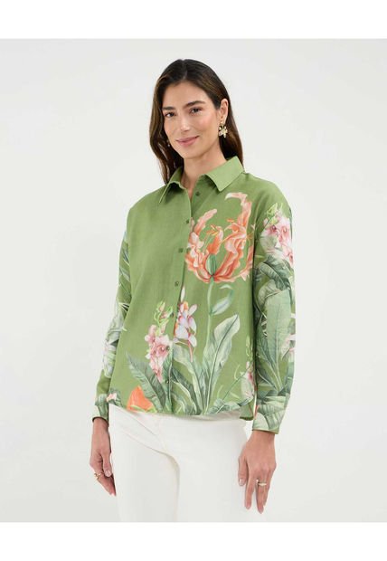 Camisa Para Mujer Manga Larga Color Verde Marca Patprimo #30010690