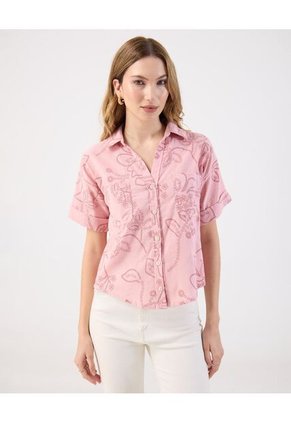 Camisa  Para Mujer Manga Corta Color Rosa Marca Patprimo #30010696