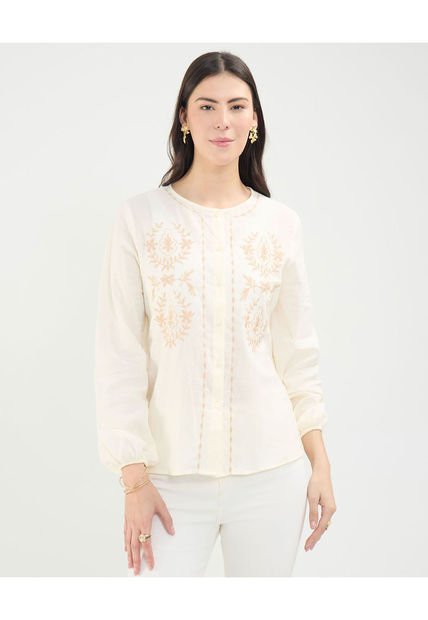 Blusa Para Mujer Manga Larga Color Crema Marca Patprimo #30123468
