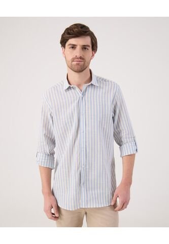 Camisa Para Hombre Manga Larga Sin Bolsillo Cuello Casual M Color Azul Marca Patprimo #44013174 Patprimo