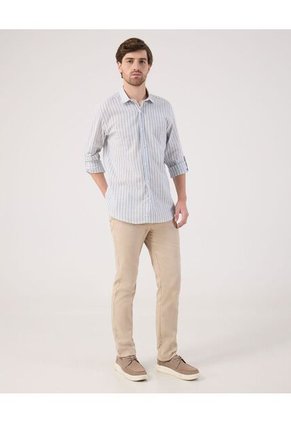 Camisa Para Hombre Manga Larga Sin Bolsillo Cuello Casual M Color Azul Marca Patprimo #44013174