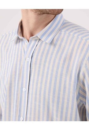 Camisa Para Hombre Manga Larga Sin Bolsillo Cuello Casual M Color Azul Marca Patprimo #44013174