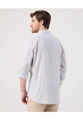 Camisa Para Hombre Manga Larga Sin Bolsillo Cuello Casual M Color Azul Marca Patprimo #44013174