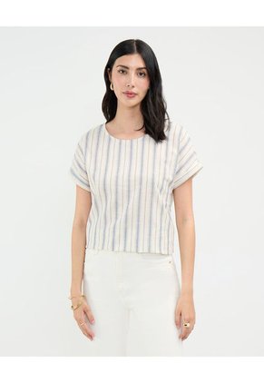 Blusa Para Mujer Manga Corta Color Azul Marca Patprimo #30123505