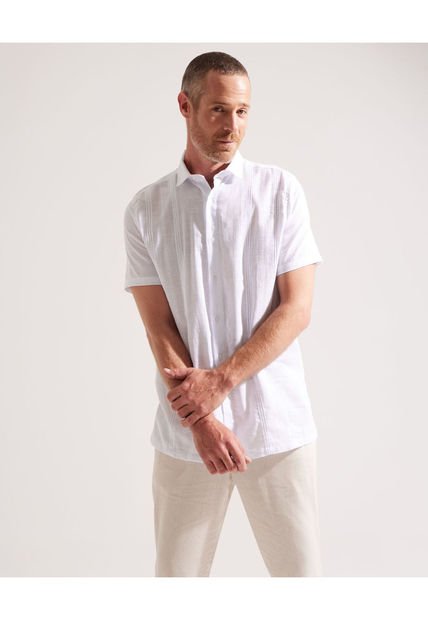 Camisa Guayabera Para Hombre Manga Corta Sin Bolsillo Color Blanco Marca Patprimo #44030372