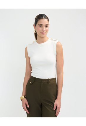 Camiseta Para Mujer Manga Sisa Cuello Redondo Color Blanco Marca Patprimo #30093676