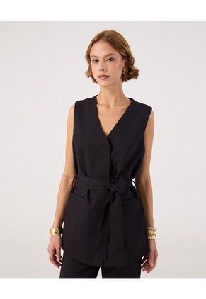 Chaleco Para Mujer Plano Color Negro Marca Patprimo #30250044