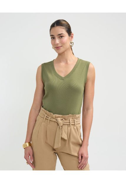 Camiseta Para Mujer Manga Corta Cuello V Color Verde Marca Patprimo #30093698