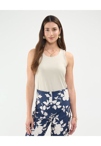 Camiseta Para Mujer Manga Sisa Cuello Redondo Color Beige Marca Patprimo #30093655