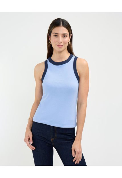Camiseta Para Mujer Manga Sisa Cuello Redondo Color Azul Marca Patprimo #30093600