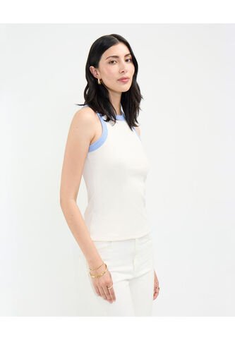 Camiseta Para Mujer Manga Sisa Cuello Redondo Color Blanco Marca Patprimo #30093600 Patprimo