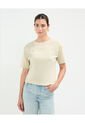 Camiseta Para Mujer Manga Corta Cuello Redondo Color Beige Marca Patprimo #30093720 de Patprimo