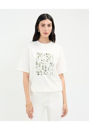 Camiseta Para Mujer Manga Corta Cuello Redondo Color Blanco Marca Patprimo #30093688