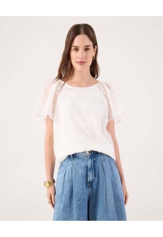 Blusa Para Mujer Manga Corta Color Blanco Marca Patprimo #30123611 Patprimo