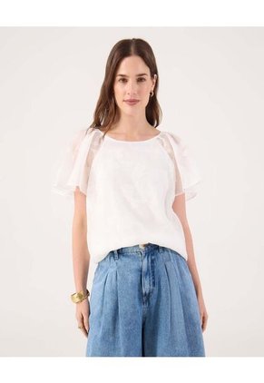 Blusa Para Mujer Manga Corta Color Blanco Marca Patprimo #30123611