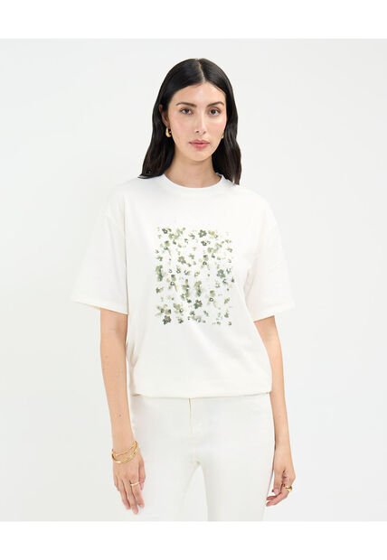 Camiseta Para Mujer Manga Corta Cuello Redondo Color Blanco Marca Patprimo #30093688