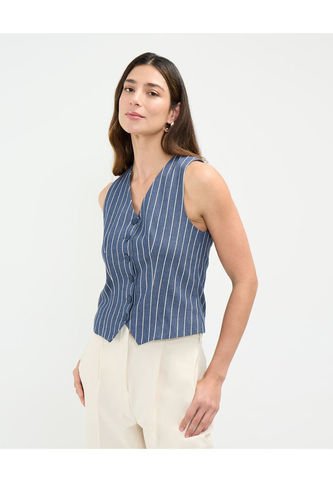 Chaleco Para Mujer Plano Color Azul  Marca Patprimo #30250036 Patprimo