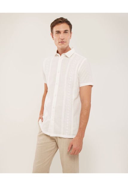 Camisa Guayabera Para Hombre Manga Corta Sin Bolsillo Color Blanco Marca Patprimo #44030381
