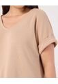Camiseta Para Mujer Manga Corta Cuello V Color Beige Marca Patprimo #14091447 de Patprimo
