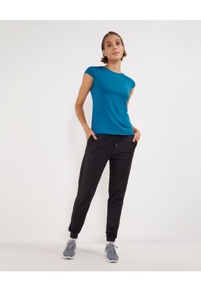 Camiseta Mc Cuello Redondo Manga Casquito  Para Mujer Azul Patprimo