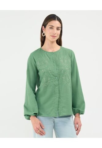 Blusa Para Mujer Manga Larga Color Verde Oscuro Marca Patprimo #30123468 Patprimo