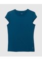 Camiseta Mc Cuello Redondo Manga Casquito  Para Mujer Azul Patprimo de Patprimo